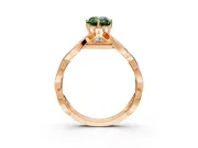 Solitaire Engagement Ring Setting for Fancy Green Emerald Cut Center with Accented Twist Band and Leaf Prong Head in Rose Gold
