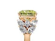 Leaf Cluster Engagement Ring Setting for Fancy Yellow Radiant Cut Center with Marquise Accents and Prong Head in Rose Gold