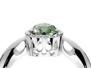 Halo Engagement Ring Setting for Fancy Green Pear-Shaped Center with Tapered Plain Band and Prong Head in Sterling Silver