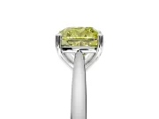 Solitaire Engagement Ring Setting for Fancy Yellow Cushion Cut Center with Narrow Cathedral Band and Prong Head in White Gold