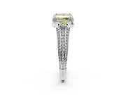 Solitaire Engagement Ring Setting for Fancy Yellow Princess Cut Center with Accented Split Shank and Prong Head in Platinum