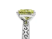 Solitaire Engagement Ring Setting for Fancy Yellow Radiant Cut Center with Scrollwork Band and Prong Head in White Gold