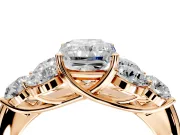 Cluster Engagement Ring Setting for Radiant Cut Center with Round Cut Accent Frame and Prong Head in Rose Gold