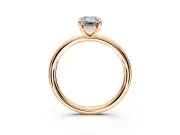 Hidden Halo Engagement Ring Setting for Emerald Cut Center with Thin Rounded Band and Prong Head in Rose Gold