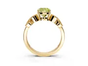 Leaf Engagement Ring Setting for Fancy Yellow Cushion Cut Center with Milgrain Accent Band and Prong Head in Yellow Gold