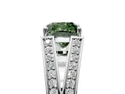 Split Shank Engagement Ring Setting for Fancy Green Cushion Cut Center with Pave Split Shank and Prong Head in White Gold