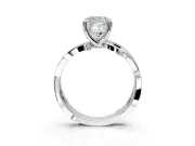 Solitaire Engagement Ring Setting for Cushion Cut Center with Pave and Plain Crossover Band and Prong Head in White Gold