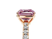 Solitaire Engagement Ring Setting for Fancy Pink Asscher Cut Center with Large Accent Band and Prong Head in Rose Gold