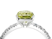 Solitaire Engagement Ring Setting for Fancy Yellow Radiant Cut Center with Large Accent Band and Prong Head in Platinum