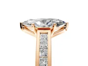 Solitaire Engagement Ring Setting for Marquise Center with Princess Cut Channel Band and Prong Head in Rose Gold