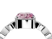 Vintage Station Engagement Ring Setting for Fancy Pink Cushion Cut Center with Accents and Prong Head in White Gold