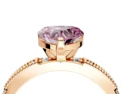 Solitaire Engagement Ring Setting for Fancy Pink Heart-Shaped Center with Milgrain-Edged Pave Band and Prong Head in Rose Gold