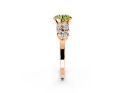 Cluster Engagement Ring Setting for Fancy Yellow Round Cut Center with 2-Row Shoulder Clusters and Prong Head in Rose Gold