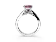 Solitaire Engagement Ring Setting for Fancy Pink Princess Cut Center with Crossover Accents and Prong Head in White Gold