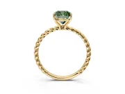 Solitaire Engagement Ring Setting for Fancy Green Cushion Cut Center with Plain Twisted Rope Band and Prong Head in Yellow Gold