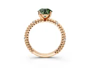Rope Engagement Ring Setting for Fancy Green Round Cut Center with Accent Shoulders and Prong Head in Rose Gold