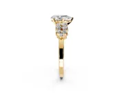 Cluster Engagement Ring Setting for Pear-Shaped Center with 2-Row Shoulder Clusters and Prong Head in Yellow Gold
