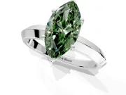 Solitaire Engagement Ring Setting for Fancy Green Marquise Center with Wide Knife Ridge Band and Prong Head in White Gold