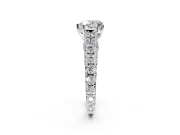 Solitaire Engagement Ring Setting for Heart-Shaped Center with Pave Cathedral Shoulders and Prong Head in White Gold