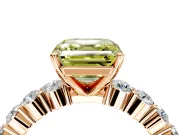 Shared-Prong Engagement Ring Setting for Fancy Yellow Asscher Cut Center with Graduated Accents and Prong Head in Rose Gold