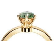 Solitaire Engagement Ring Setting for Fancy Green Pear-Shaped Center with Plain Band and Tulip Prong Head in Yellow Gold