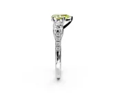 3 Stone Engagement Ring Setting for Fancy Yellow Pear-Shaped Center with Crossover Basket, Pave Band and Prong Head in Platinum