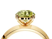 Solitaire Engagement Ring Setting for Fancy Yellow Round Cut Center with Wide Knife Ridge Band and Prong Head in Yellow Gold