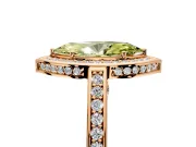Halo Engagement Ring Setting for Fancy Yellow Marquise Center with Framed Halo, Pave Band and Prong Head in Rose Gold