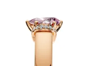 Solitaire Engagement Ring Setting for Fancy Pink Pear-Shaped Center with Wide Band, Pave Collar and Prong Head in Rose Gold