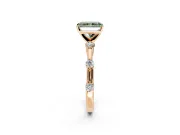 Solitaire Engagement Ring Setting for Fancy Green Radiant Cut Center with Bezel Station Band and Prong Head in Rose Gold