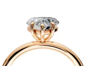 Low-Set Solitaire Engagement Ring Setting for Heart-Shaped Center with Thin Plain Band and Prong Head in Rose Gold