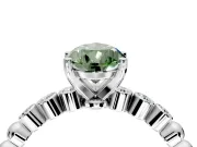 Solitaire Engagement Ring Setting for Fancy Green Pear-Shaped Center with Bezel-Dot Beaded Band and Prong Head in Platinum
