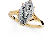 Solitaire Engagement Ring Setting for Marquise Center with Plain Split Shank and Prong Head in Yellow Gold