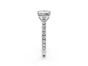 Solitaire Engagement Ring Setting for Princess Cut Center with Large Accent Band and Prong Head in White Gold