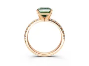 Solitaire Engagement Ring Setting for Fancy Green Asscher Cut Center with Large Accents and Prong Head in Rose Gold