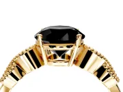 Leaf Engagement Ring Setting for Fancy Black Round Cut Center with Milgrain Accent Band and Prong Head in Yellow Gold