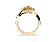 Starburst Halo Engagement Ring Setting for Fancy Yellow Oval Center with Flat Cathedral Band and Prong Head in Yellow Gold