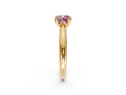Solitaire Engagement Ring Setting for Fancy Pink Cushion Cut Center with Reverse Tapered Band and Prong Head in Yellow Gold
