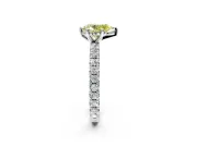 Solitaire Engagement Ring Setting for Fancy Yellow Pear-Shaped Center with Shared-Prong Accents and Prong Head in White Gold