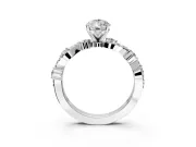 Solitaire Engagement Ring Setting for Pear-Shaped Center with Bar-Station Pave Twist and Prong Head in Platinum