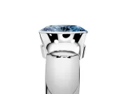 Tension Engagement Ring Setting for Fancy Blue Oval Center with Wide Flat Band and Tension Head in Platinum