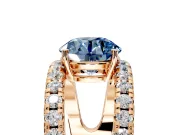 Solitaire Engagement Ring Setting for Fancy Blue Round Cut Center with Wide-Open Split Shank and Prong Head in Rose Gold