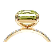 Solitaire Engagement Ring Setting for Fancy Yellow Asscher Cut Center with Pave Accents and Prong Head in Yellow Gold