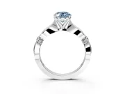 Solitaire Engagement Ring Setting for Fancy Blue Oval Center with Carved Leaf Shoulders and Prong Head in Platinum