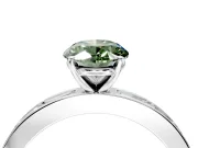 Solitaire Engagement Ring Setting for Fancy Green Oval Center with Channel Baguette Band and Prong Head in Platinum