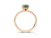 Solitaire Engagement Ring Setting for Fancy Green Oval Center with Fine Pave Narrow Band and Prong Head in Rose Gold