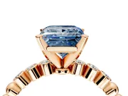 Solitaire Engagement Ring Setting for Fancy Blue Princess Cut Center with Bezel-Dot Beaded Band and Prong Head in Rose Gold