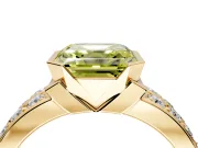 Bezel Engagement Ring Setting for Fancy Yellow Asscher Cut Center with Wide Channel-Set Band and Bezel Head in Yellow Gold