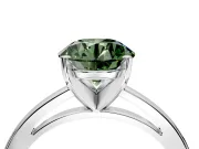 Solitaire Engagement Ring Setting for Fancy Green Round Cut Center with Basket Rail and Prong Head in Sterling Silver