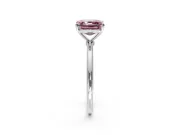 Solitaire Engagement Ring Setting for Fancy Pink Asscher Cut Center with Straight Thin Band and Prong Head in Sterling Silver